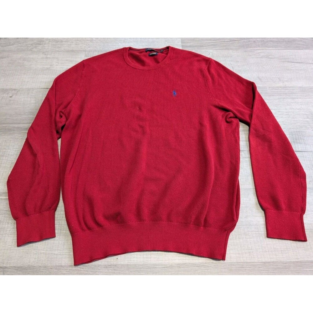 Polo by Ralph Lauren 100% Pima Cotton L Long Sleeve Sweater Red